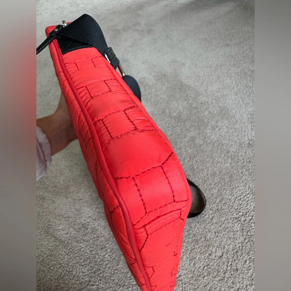 Kate Spade Quilted Bag EUC Signature Spade Quilted Chad Laptop Bag Red Orange